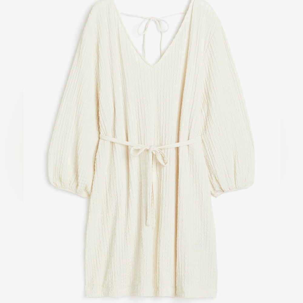 H&M Off-White Textured Dress